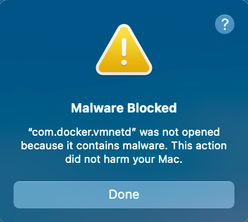 Malware warning Docker